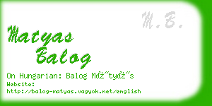 matyas balog business card